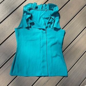 Teal Sleeveless Ruffle Top
